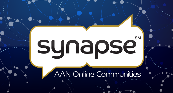 Synapse: AAN Online Communities logo with dark blue background